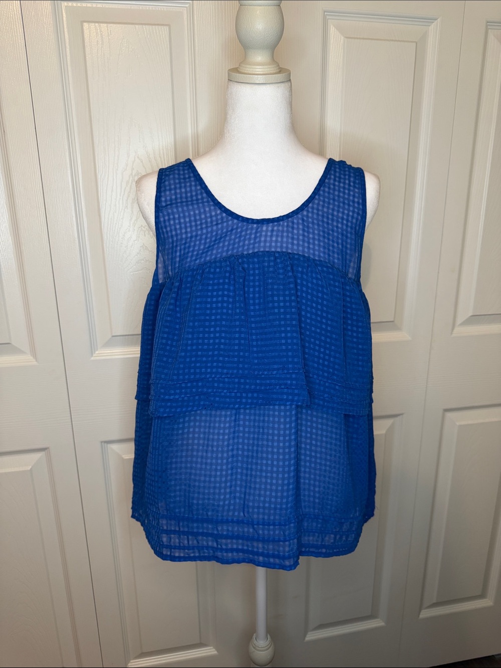 Naked Zebra Royal Blue Layered Sheer Sleeveless Top